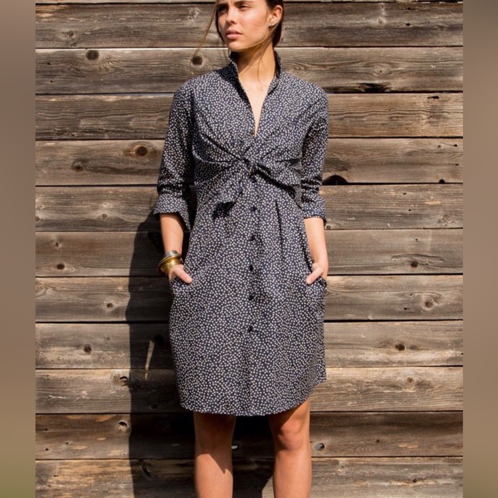 SBJ Austin Floral Laurie Tie Front Long Sleeve Dress Blue Size 2